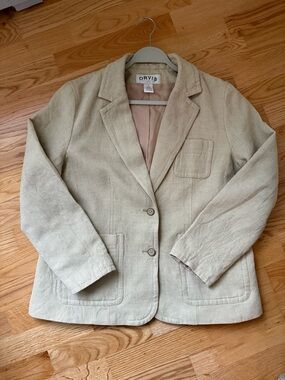 Orvis Linen Blend Blazer Jacket Women’s Size 16 Beige Tan Lightweight
